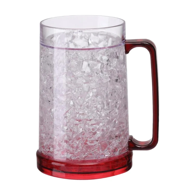 Congelador Taza cerveza helada Taza vino enfriamiento transparente Gel doble pared Taza cerveza escarchada Vasos