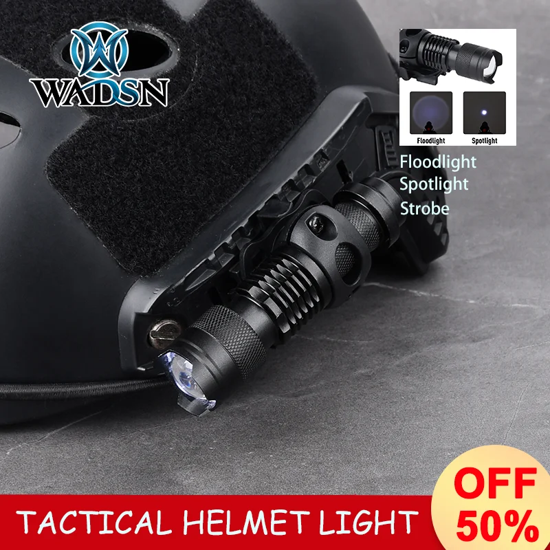 WADSN FAST Tactical Helmet Strobe Light Telescopic zoom Flashlight Clamp Adaptor Airsoft Hunting Weapon Scout Torch