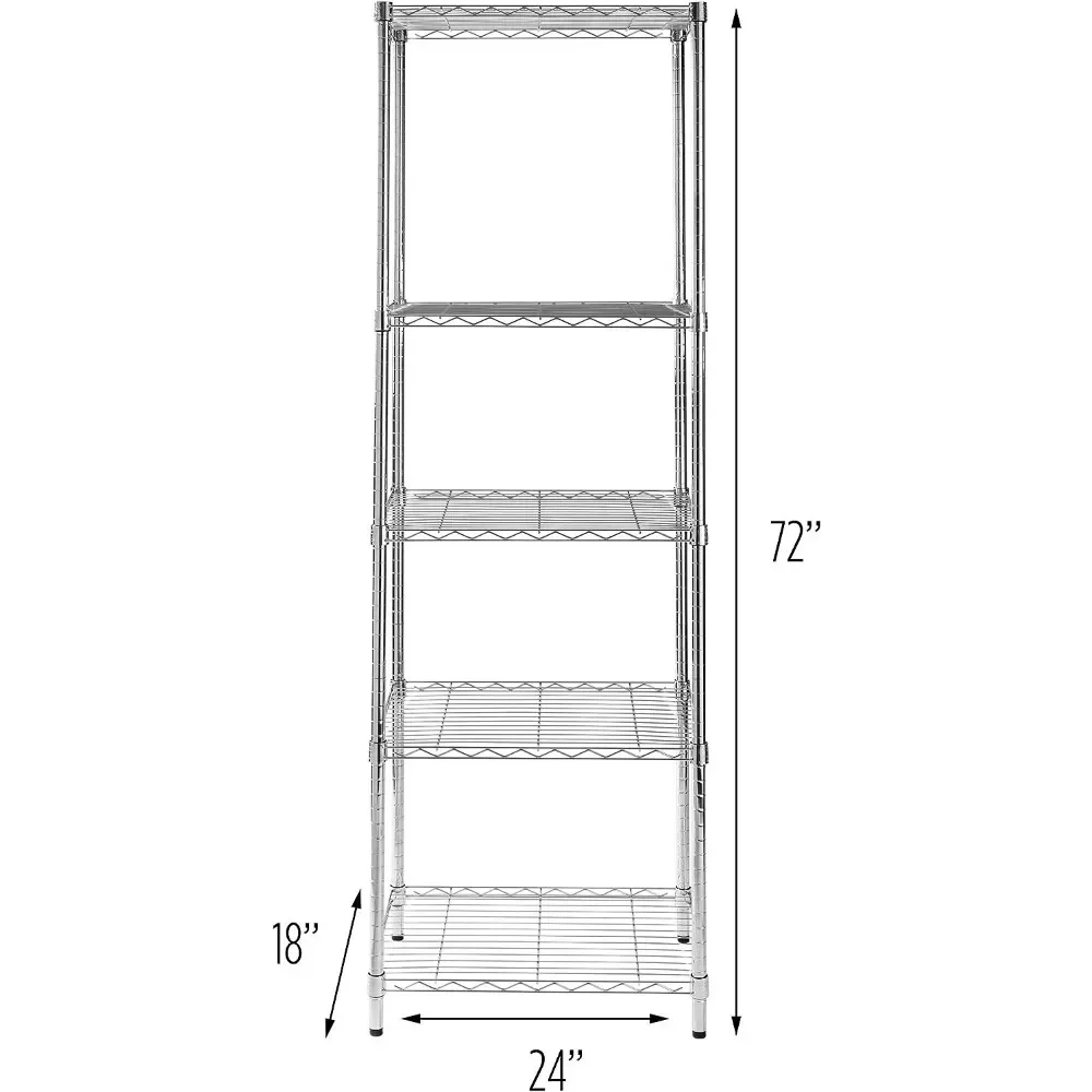 Imagem -02 - Honey-can-do 5-tier Chrome Shelving Unit Organização de Armazenamento Shf01054