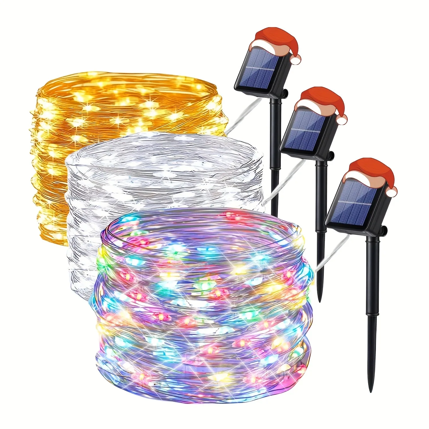 

1 Pack 23/39/72/104FT 50/100/200/300LED Solar String Lights Outdoor,Copper Wire 8 Modes Solar Fairy Light For Garden Patio DecOR