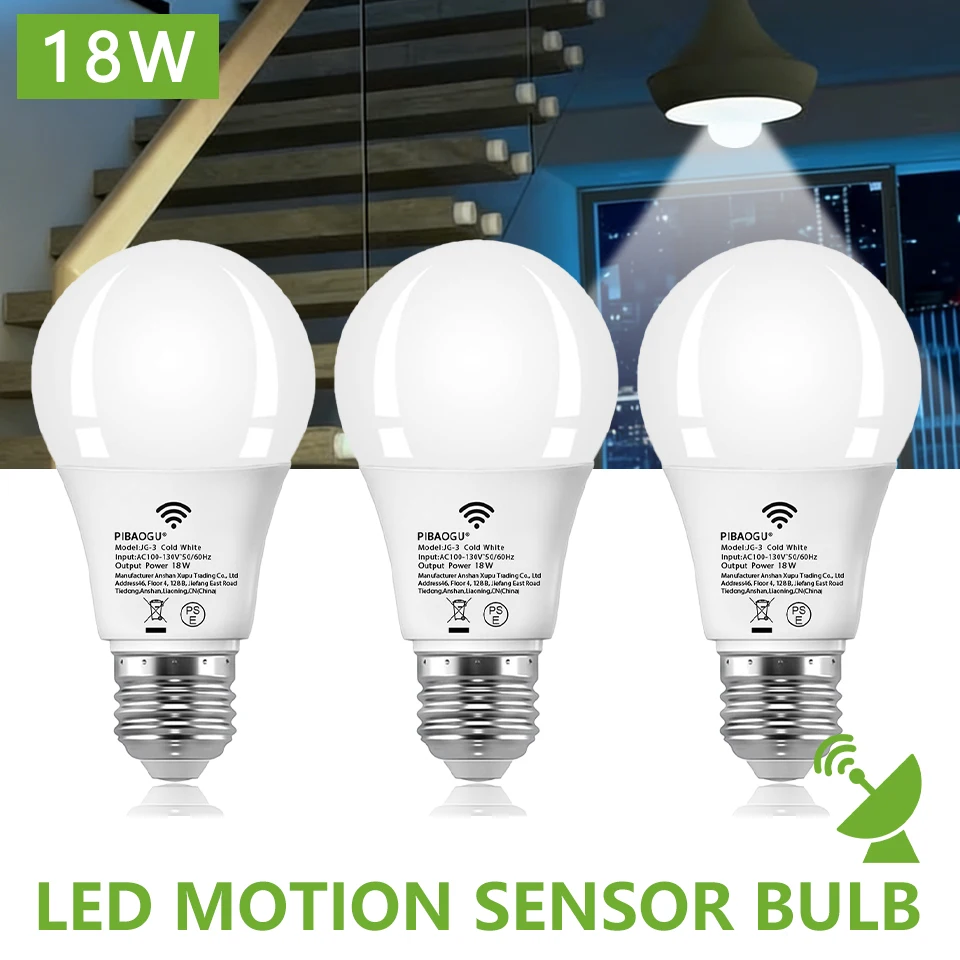 Radar Motion Sensor Light Bulb E26 110V 18W LEDNight LightBedroomGardenLED Bulbs For Home