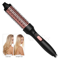 Heated Styling Brush 3-in-1 Ionic Hair Curler Straightener Double PTC Heated Thermal Brush Anti-Scald Curling Iron Brush Comb