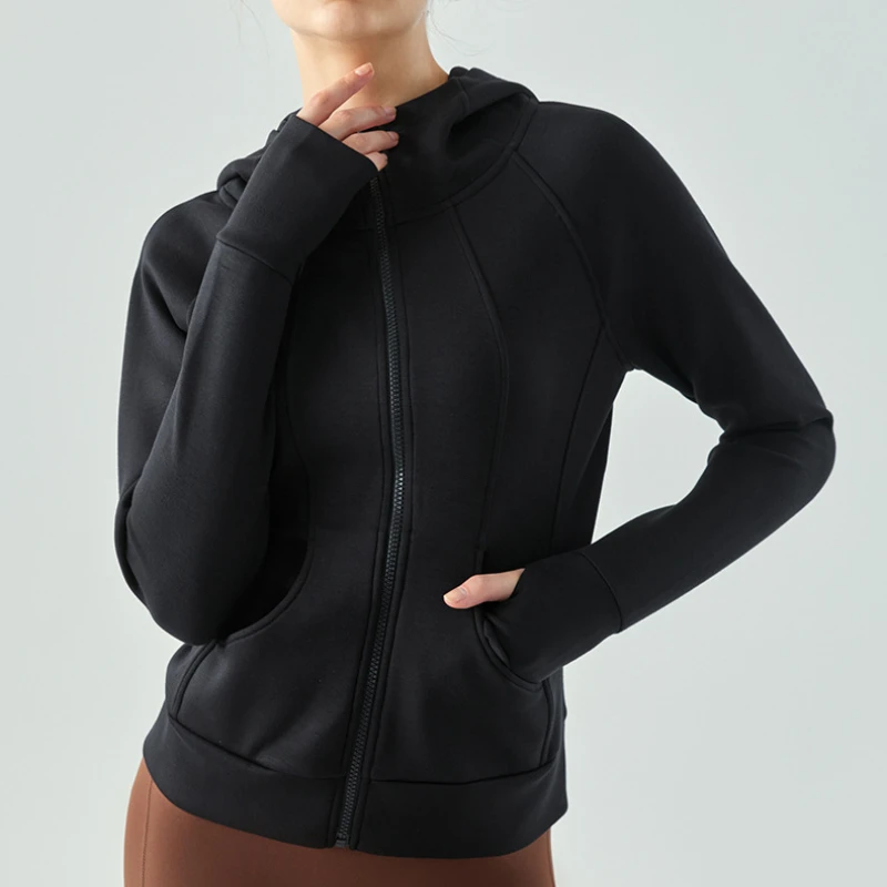 HSOUL YOGA Zip-up Hooded Top,Soft and Comfortable Loose-fitting Running and Fitness Shirt with Airy Layer Long SleevesYoga Shirt