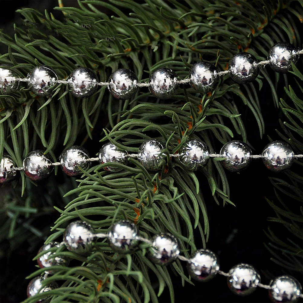 

3pcs 1.5M Silver Christmas Party Hanging Chain Bead Chain Ornament Pendant For Tree Xmas Decoration Festive Lightweight Reusable