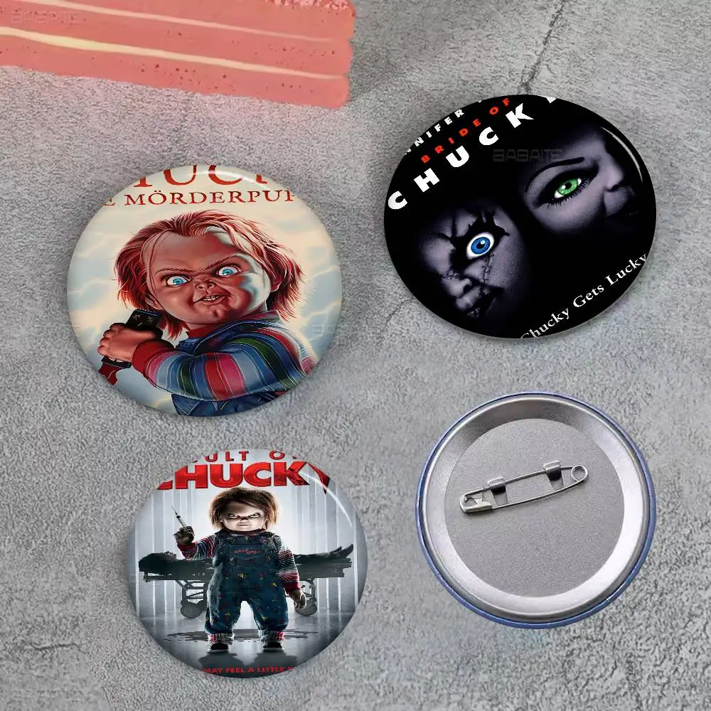 C-Chucky Horror Movie Badges Creative Tinplate Soft Button Pins Animal Icon Brooch Lapel Backpack Badge Accessories Pin