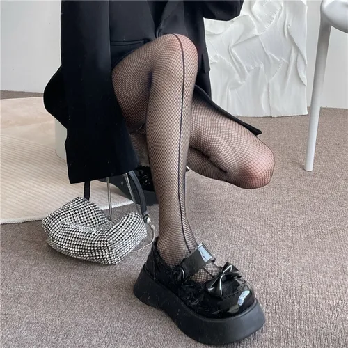 Imagen 2 del producto Medias bonitas Kawaii de estilo japonés, pantimedias de rejilla de malla con lazo para chica Lolita, medias altas hasta el muslo, lencería Sexy para discoteca