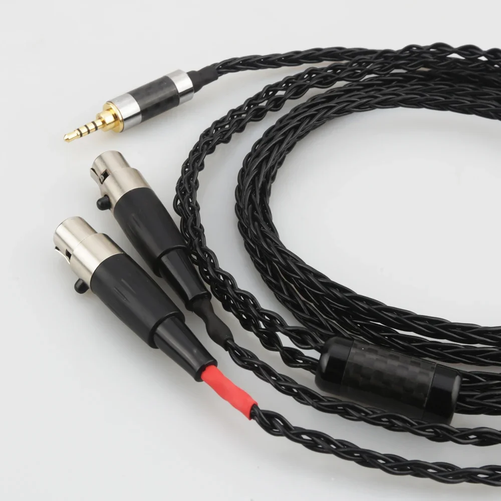 Earphone lapis perak hitam, kabel Upgrade Headphone lapisan perak 2.5/3.5/4.4mm/XLR untuk LCD-3 Audeze LCD3 LCD-2 LCD2 LCD-4