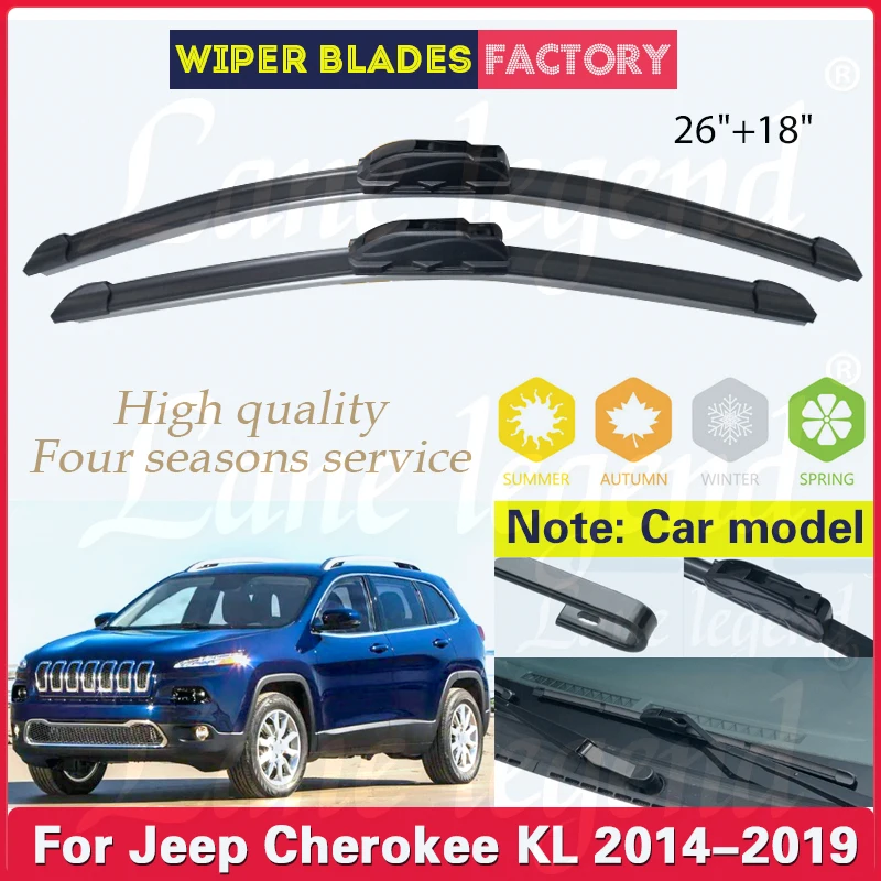 

Car Front Wiper Blade For Jeep Cherokee KL 2014 2015 2016 2017 2018 2019 Wiper Blades Brushes Cutter Accessories U J Hook 26"18"