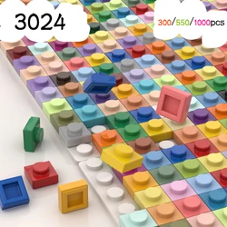 300/550/1000pcs DIY Blocks Building Bricks Thin 1x1 Educational Assemblage Construction Toys for Children Compatible With 3024