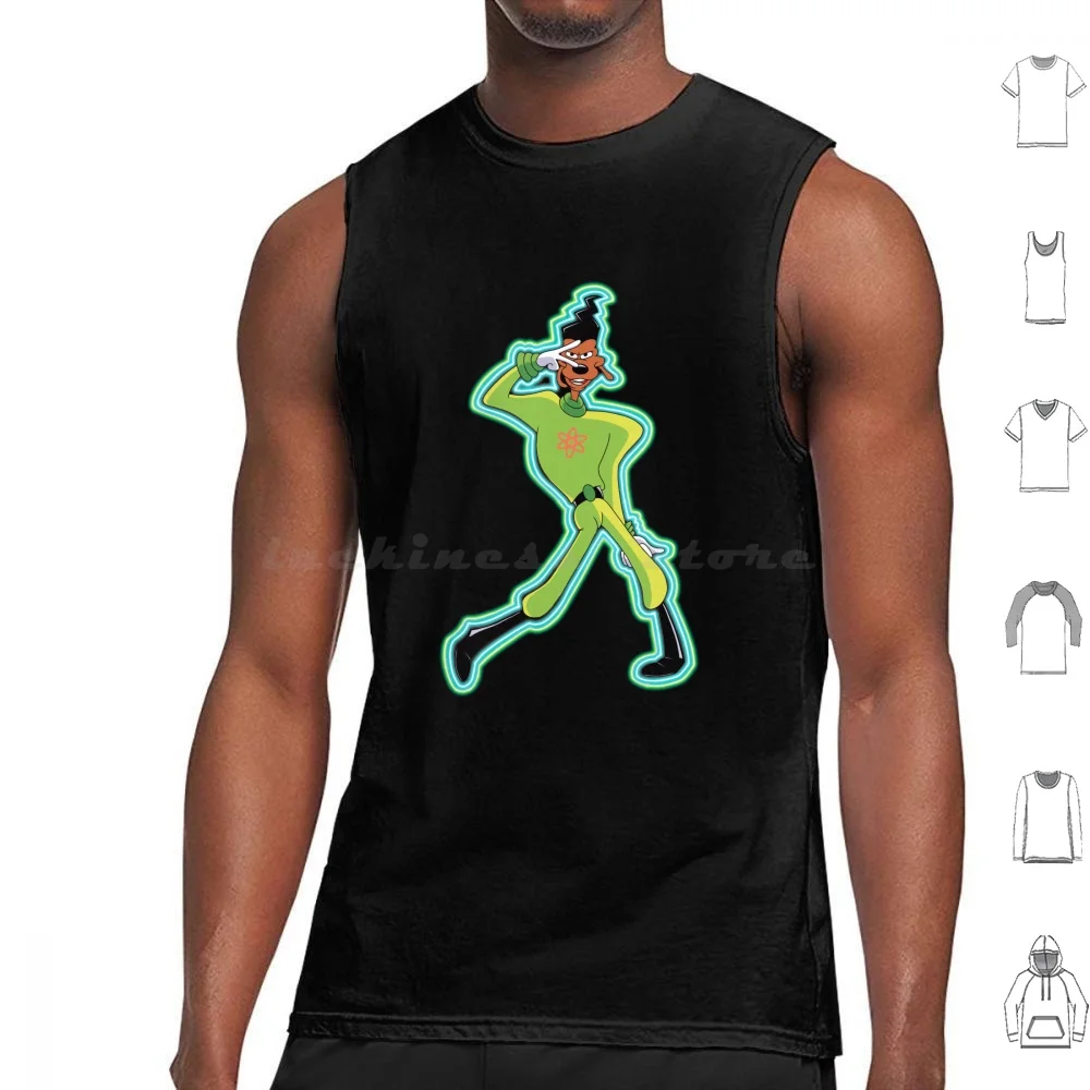 Neon Tank Tops Print Cotton A Movie Stand Out I2i Neon Green Blue 90s Retro Throwback Pop Icon Goof Troop Goof Dance