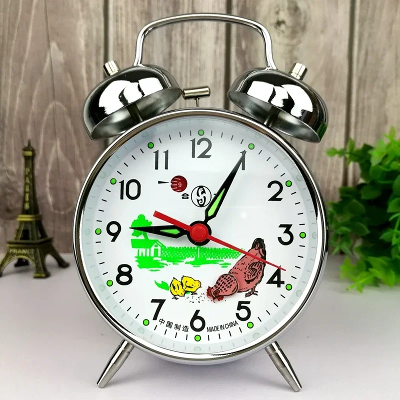 Metal Mechanical Alarm Clock Clockwork Vintage Bedside Table Clock