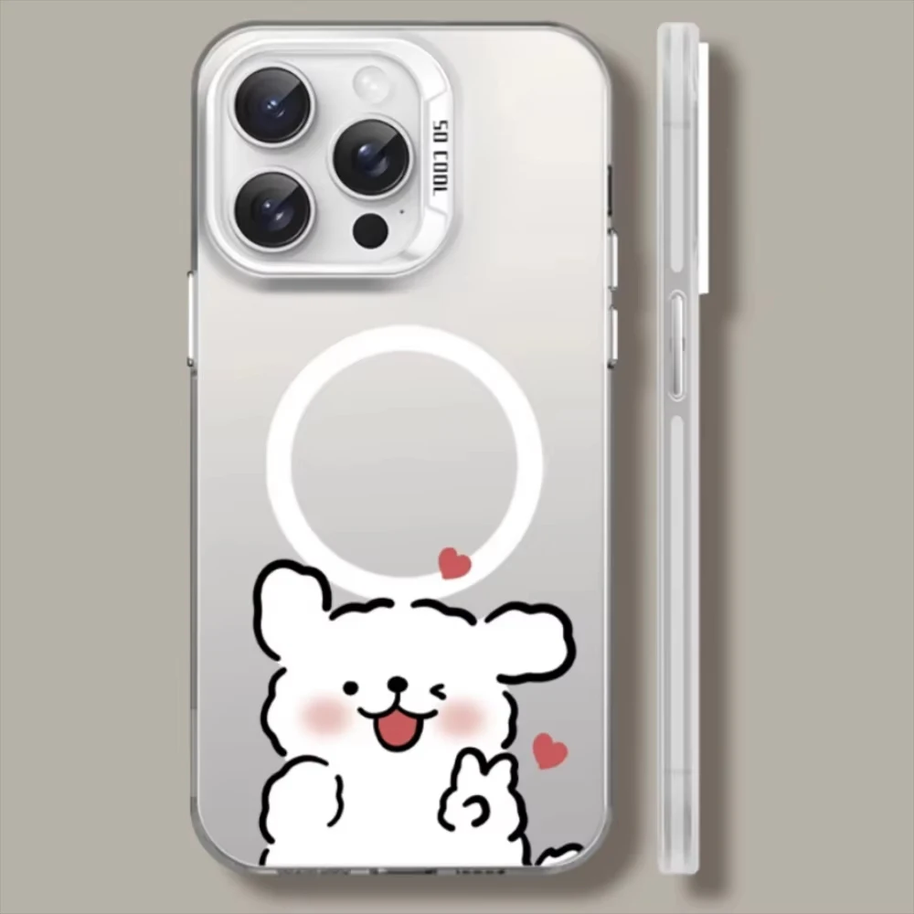 كارتون جميل جرو زوجين ل Magsafe حافظة هاتف مغناطيسية آيفون 17 الهواء 16 برو ماكس 15 14 زائد 13 12 11 برو الغطاء الخلفي #4