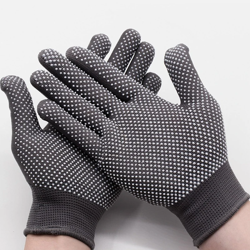 2คู่ถุงมือความปลอดภัยลื่นไนลอนไร้รอยต่อถุงมือก่อสร้างถุงมือถักถุงมือ