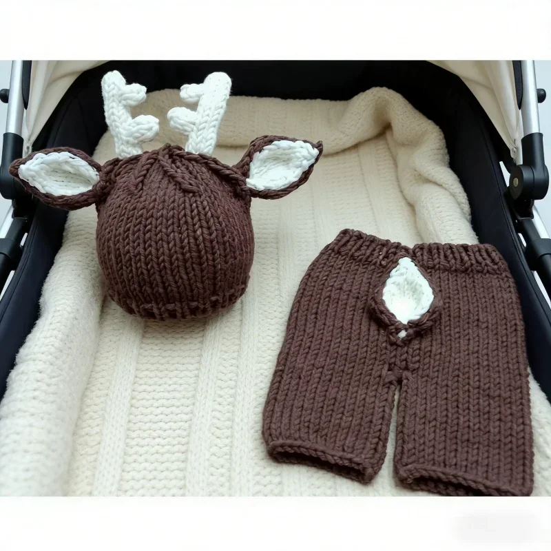 conjunto-de-duas-pecas-de-malha-artesanal-para-recem-nascidos-gorro-e-calca-com-formato-de-veado-cor-cafe-adereco-basico-para-fotografia-de-estudio-de-natal