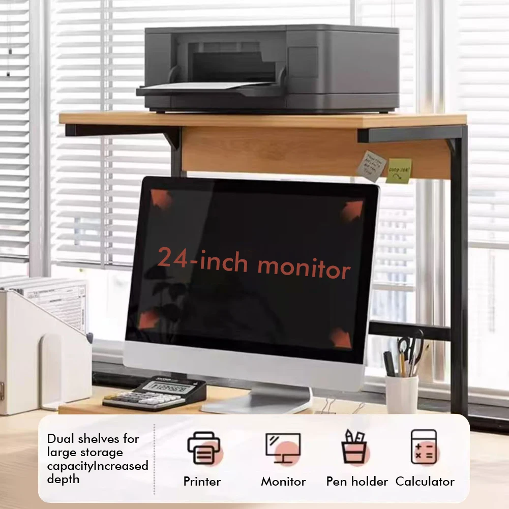 

2-Tier Computer Monitor Riser Printer Stand Monitor Stand Desktop Storage Rack for Printer Desktop Computer Laptops and Monitor