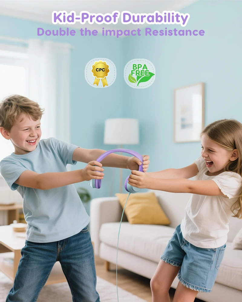 Acer Kids Headphones 74/85/94dB Volume Limiter Foldable Wired Over Ear Headphones Toddler Headsets for School,iPad,Tablet view 6