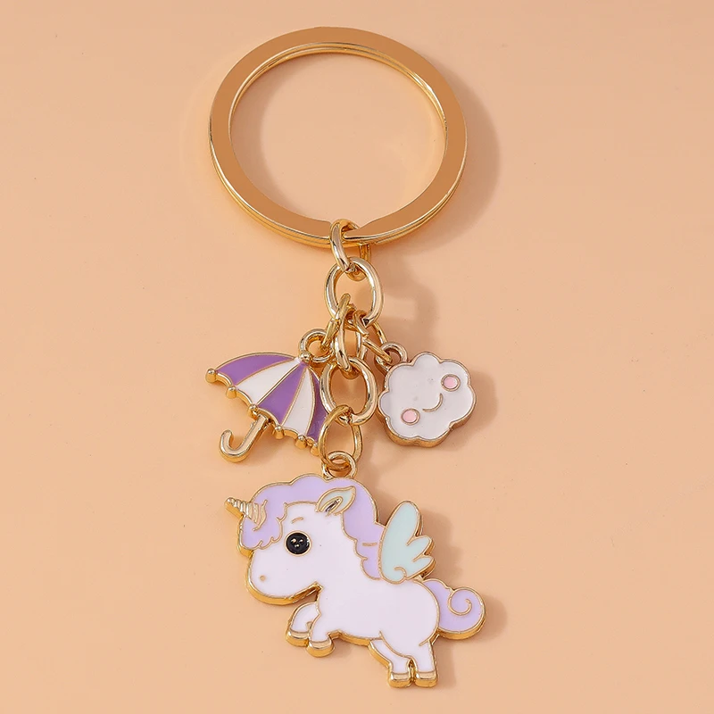 Lindo llavero esmaltado con forma de caballo, llavero de unicornio, colgante para llavero de coche, accesorios para bolso de mujer y niña, regalo de joyería DIY