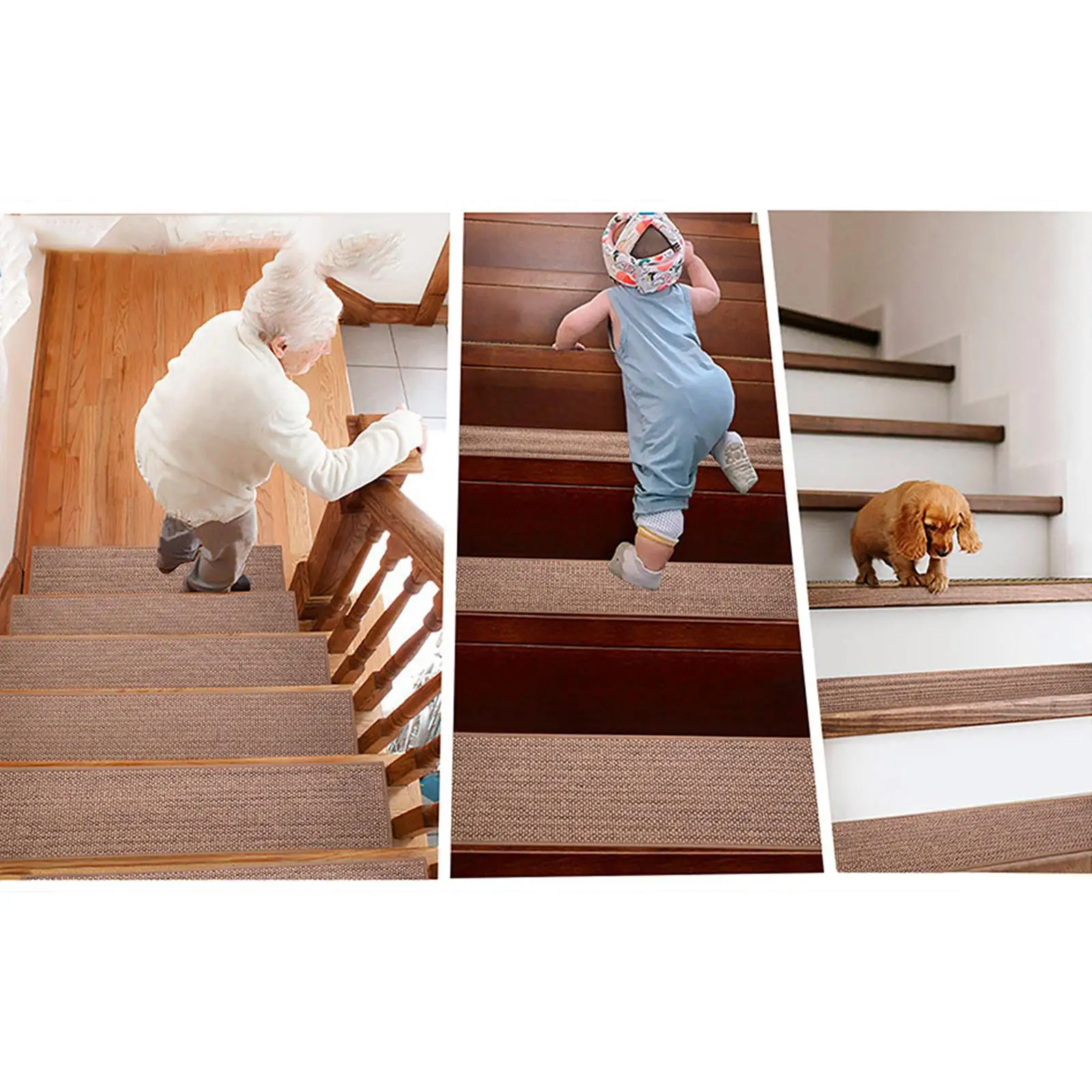 2 Pieces Stair Treads Stair Mats 21.65x7.87inch Polyester Protector Stairway Carpets Non Slip for Elderly Dogs