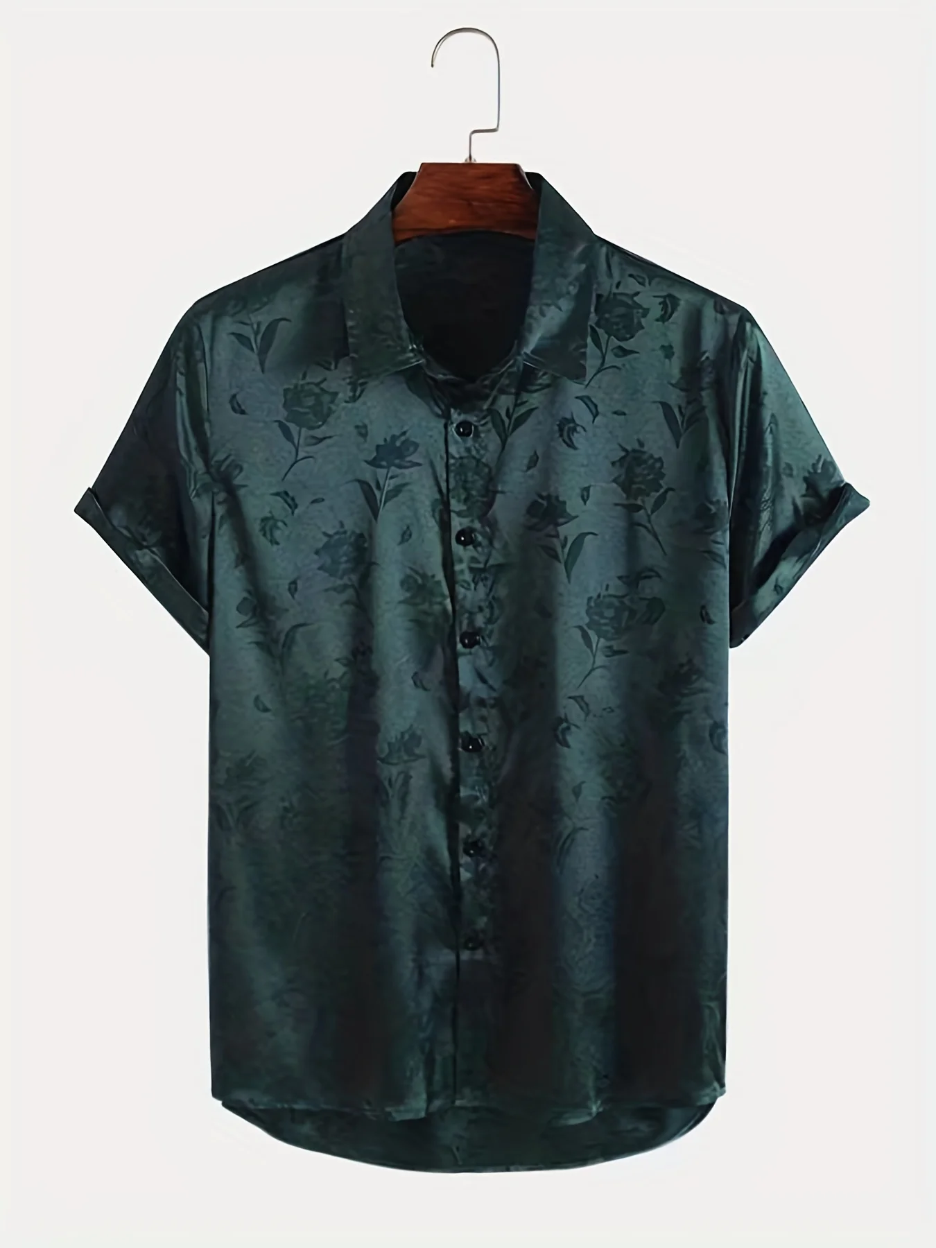 Floral print men's casual short sleeve shirt, summer resort men's shirt, men's tops