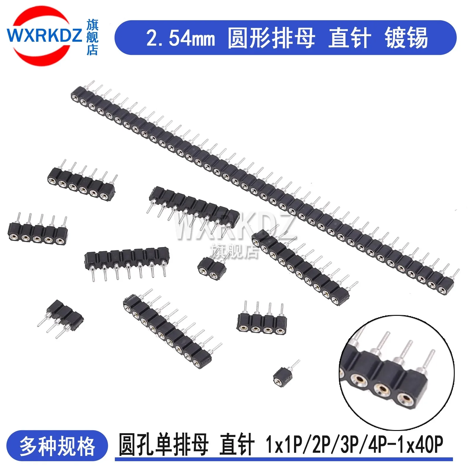 10PCS Single Row Round 2.54mm pitch 1*2p 3 5 6 7 8 10 12 15 20 30 40p socket Female header Connector For Arduino LED STRIP