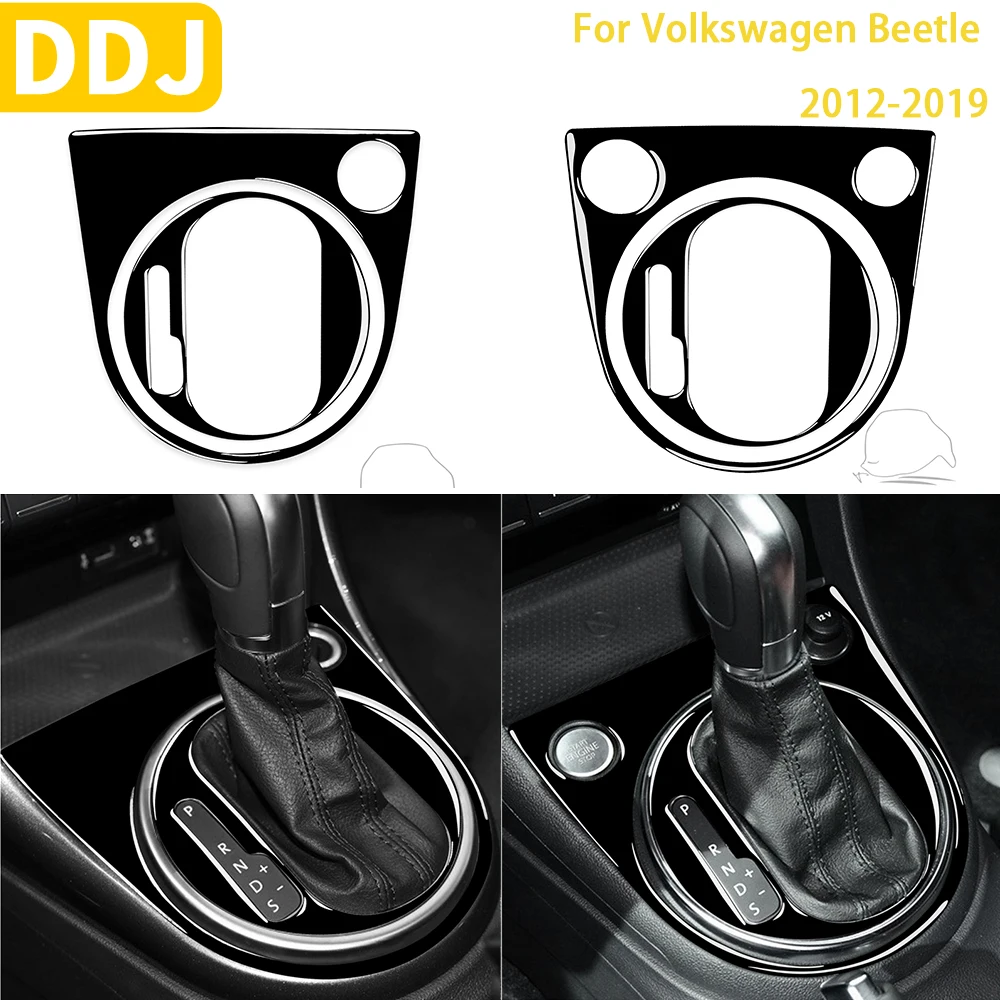 

For Volkswagen Beetle 2012-2019 Car Accessories Piano Black Plastic Interior Gear Panel Frame Set Trim Sticker Decoration