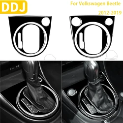For Volkswagen Beetle 2012-2019 Car Accessories Piano Black Plastic Interior Gear Panel Frame Set Trim Sticker Decoration