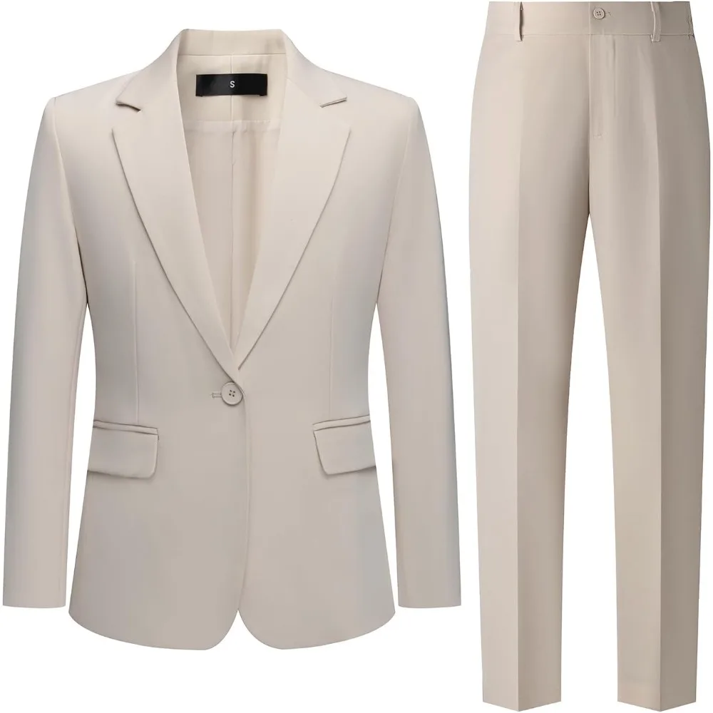 

Women's 2 Piece Pant Suit Business Casual Outfits Notched Collar Blazer Pants Sets