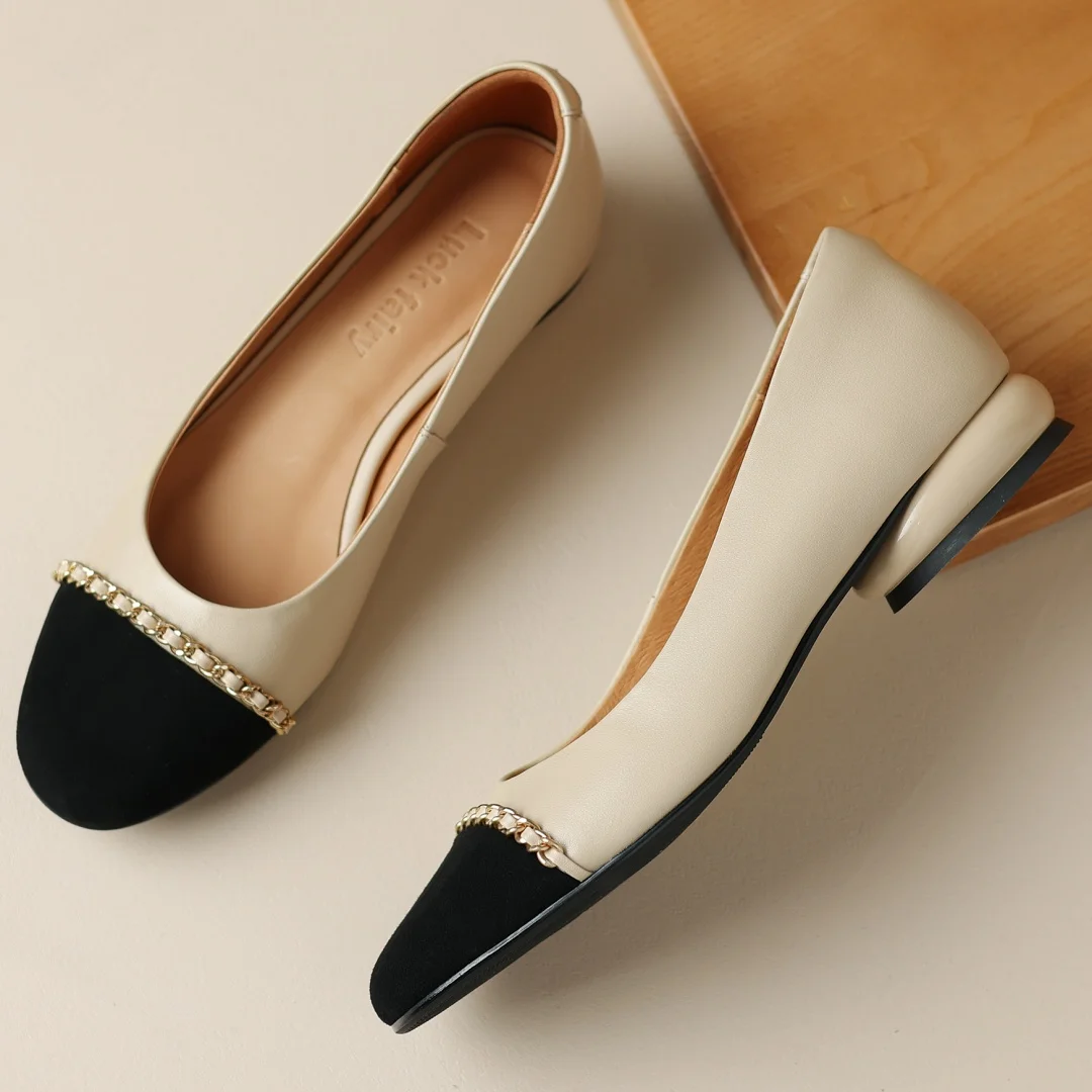 

Women's cow leather mix color patchwork slip-on flats china decoration casual female high quality soft comfortable daily shoes