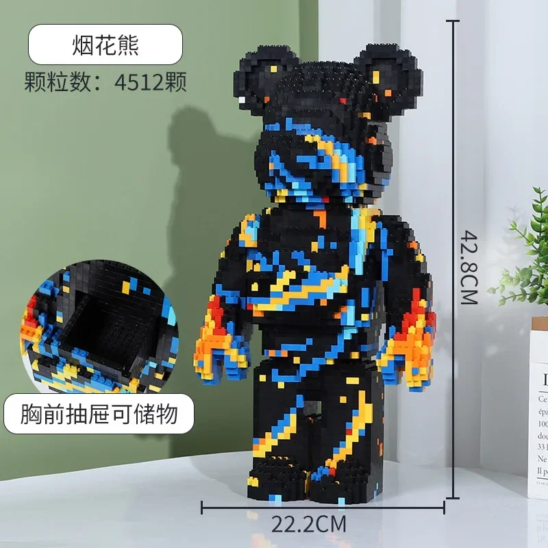 Blocs De Construction Ours Avec Bouquet – Puzzle 3D, Micro-briques – Cadeau Amoureux, Déco