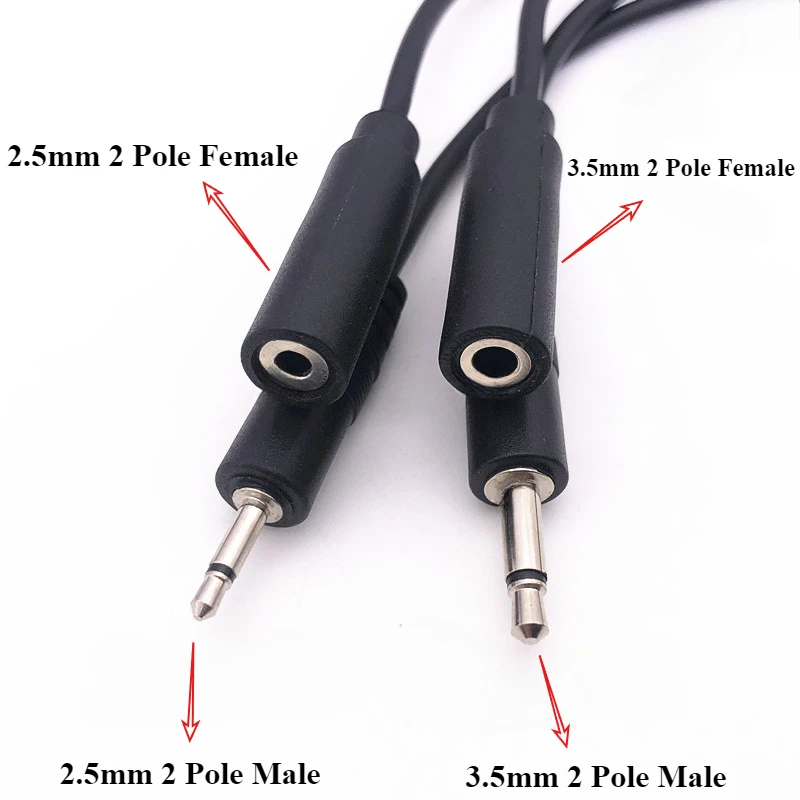

3/5Pcs/lot 3.5mm 2.5mm 2 Pole Mono Stereo AUX Headphone Male Female Audio Cable Connector Extension Wire Length 25cm Cable 24AWG