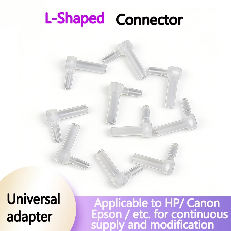 L-Shaped Connector CISS Ink Cartridge Elbow Adapter - Leakproof Air-Tight PipeLine Tube Hose Connector