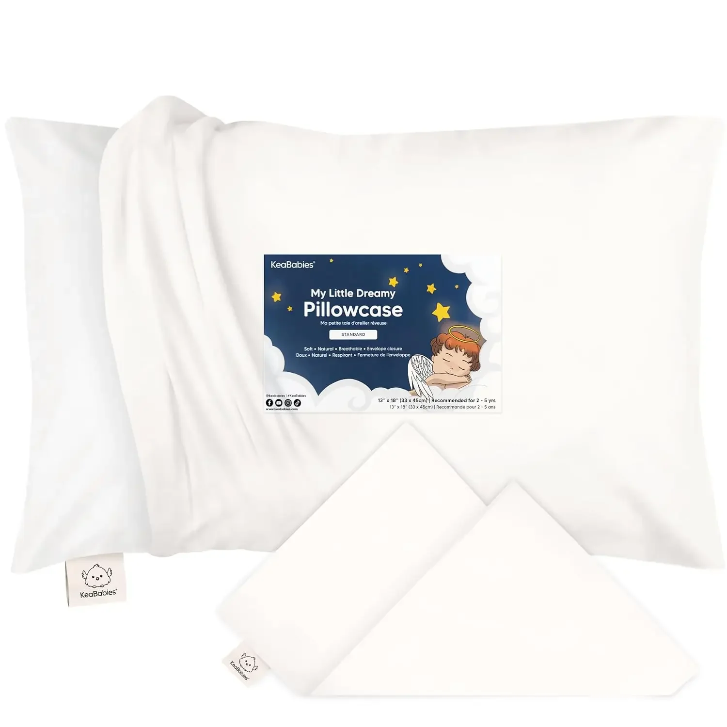 

13x18 Inch Organic Cotton Toddler Pillowcase for Kids - Soft, Durable, Cute Colors, Pillow Sold Separately