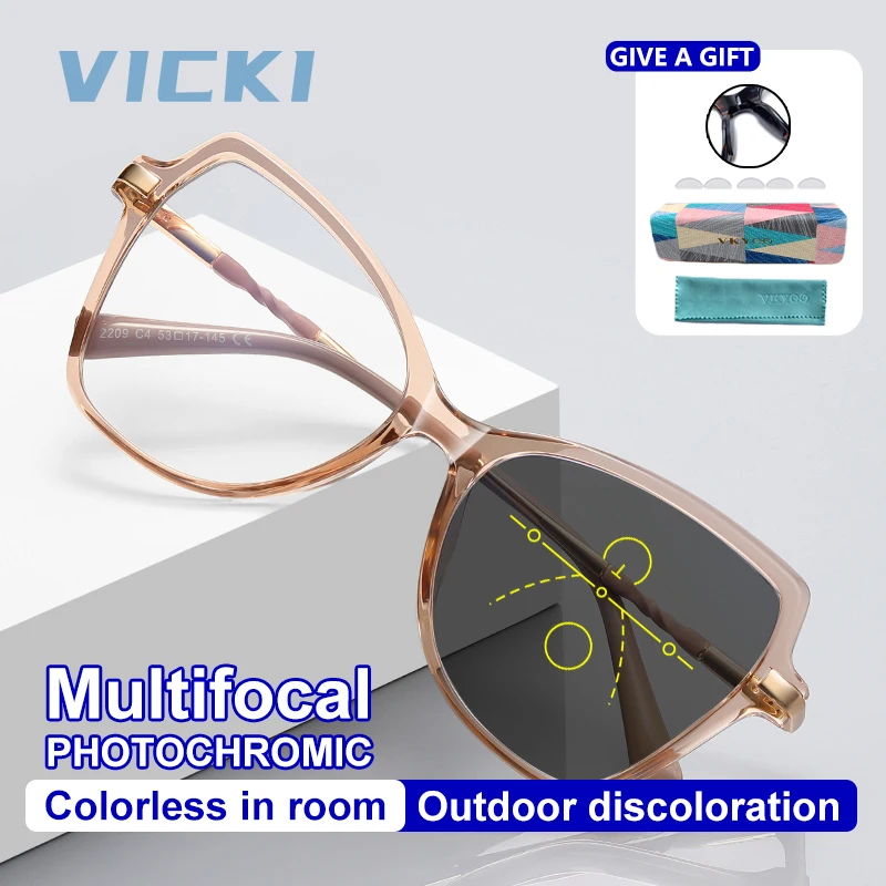 VICKI Large Frame Progressive Lenses Personality Frame Women's Glasses Can Be Customized Prescription Multi-focus GlassesPFD2209