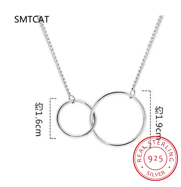 925 Sterling Silver Exquisite Double Circle Clavicle Chain Necklace Party Charm Jewelry For Christmas Gifts Colar de Prata