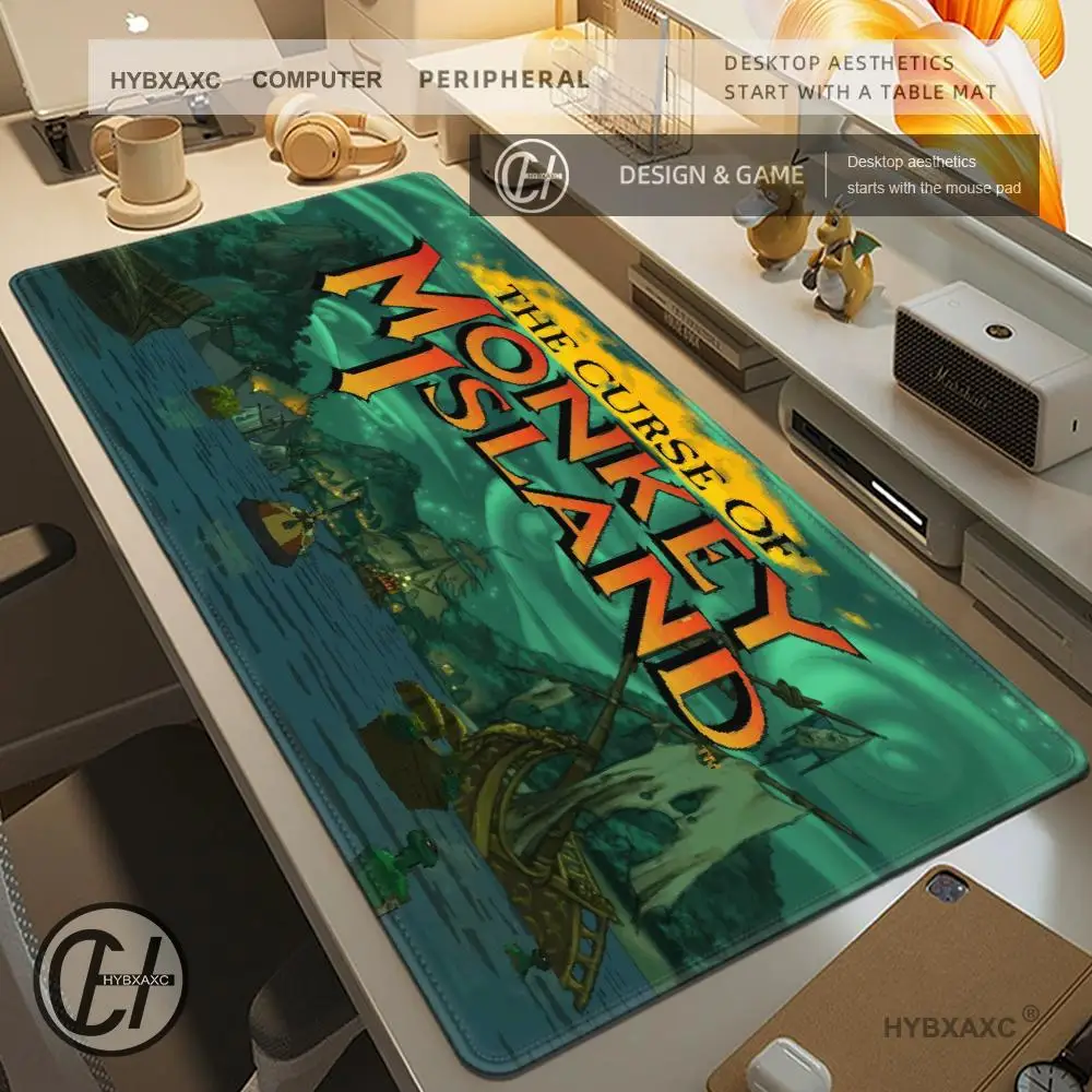 Kawaii Mauspad M-Monkey Island Mausepad Gamer Pads Gaming Matte Gummi Tastatur PC Erweitertes Zubehör Schrank Xxl Maus Matten