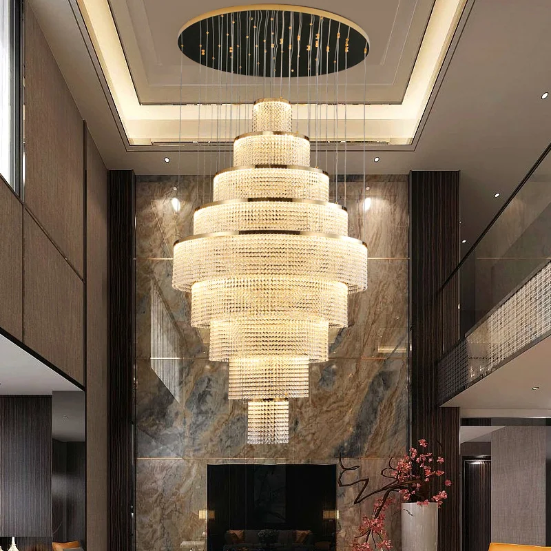 Penthouse Chandelier Living Room Pick Empty Crystal Light Luxury Postmodern Atmosphere High-End Villa Jump Stair Chandelier