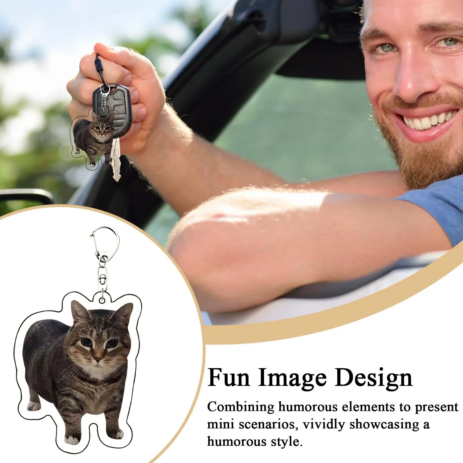 Cat Keyring Pendant Cat Acrylic Keychain Collectible Charm Fashion Ornament Animal Character For Teens Adults Couples Friends