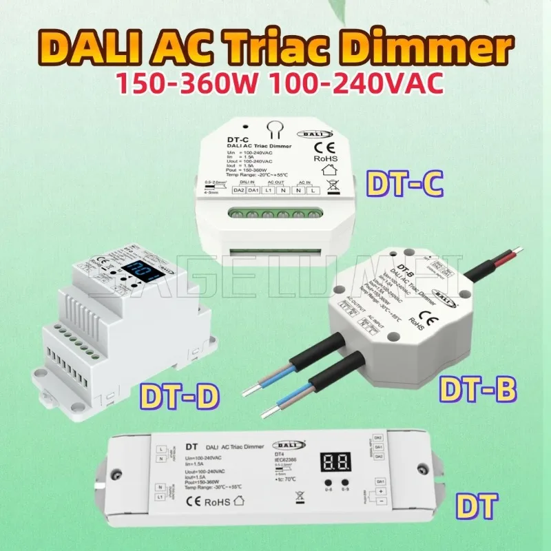 

DT/DT-B/DT-C/DT-D Skydance AC100-240V DALI AC Triac Dimmer Single Color Dimmable for LED Light Incandescent Lamp Switch 1CH*1.5A