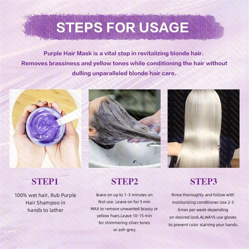 Removes Yellow And Brassy Purple Hair Mask Color Protection Conditioner Bleaching For Silver Gray White Hair Beauty Care Product