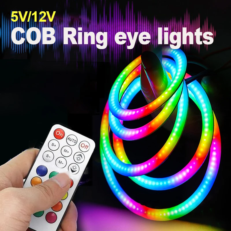 5V/12V WS2812B RGB COB RING Pixel CAR LIGHT 18/36/54/72/90Leds Individually Addressable WS2812 Built-in IC COB RING LED CAR LED