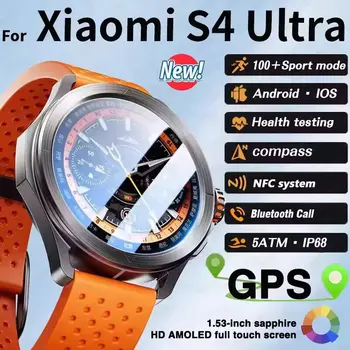 Nuevo para Xiaomi S4 Ultra reloj inteligente hombres AMOLED deportes al aire libre NFC GPS brújula ritmo cardíaco impermeable Bluetooth llamada relojes inteligentes
