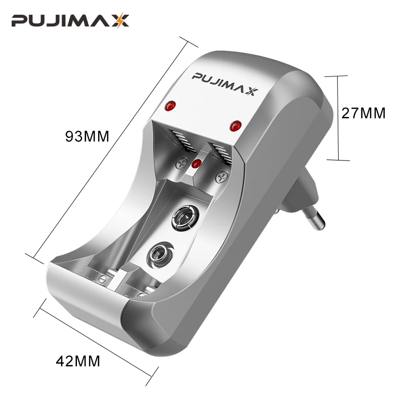 PUJIMAX 2/4 Slots Smart Battery Charger US/EU Plug Quick Charge For 9V Ni-MH/Ni-Cd Battery1.2V AA/AAA Rechargeable Battery