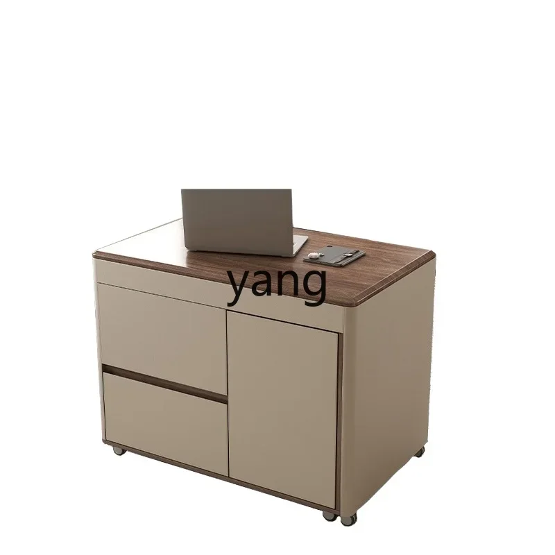 

YJQ small apartment movable retractable tea table office integrated modern simple living room walnut sofa side cabinet