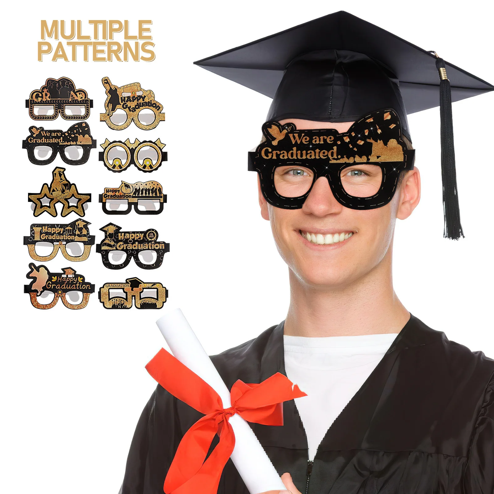 مجموعة زينة نظارات التخرج مكونة من 10 قطع، دعائم كابينة تصوير ممتعة، مستلزمات الحفلات لحفلات مواسم التخرج #3
