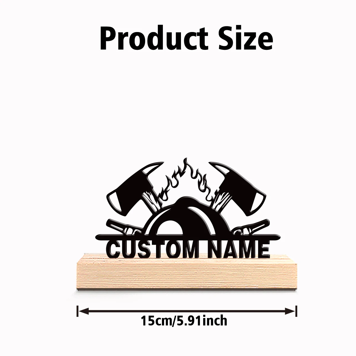 1pc Personalized Custom Firefighting tools Metal Statues With Wooden Base Tabletop Decoration Artist’s Desk Art with Wooden Stan