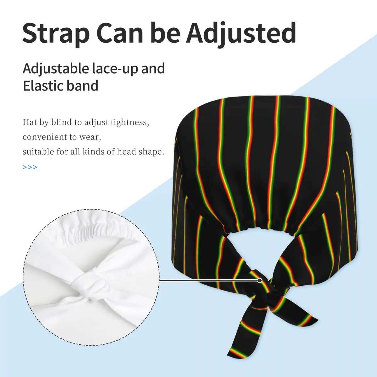 Custom Reggae Rasta Stripe Colors Pattern Cleaning Working Cap Cool Jamaican Jamaica Proud Scrub Cap Surgicals Hat Nurse Scrubs view 3
