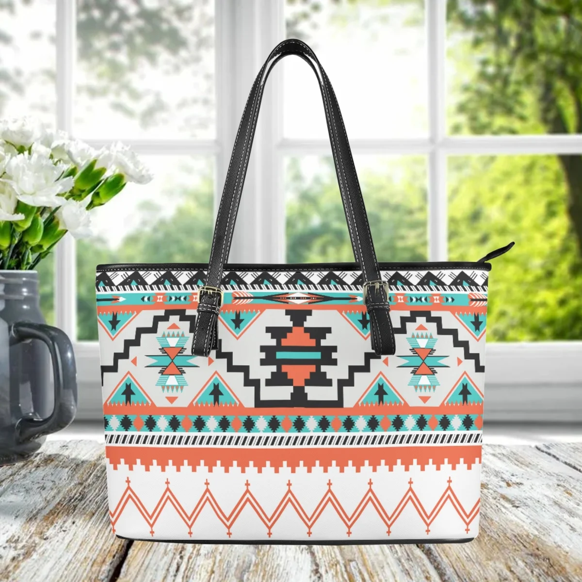 Aztec Tribal Print Women Shoulder Bag Fashion Commuter Daily Top-handle Handbag New Luxury Design Party Tote Bags Bolsos Mujer