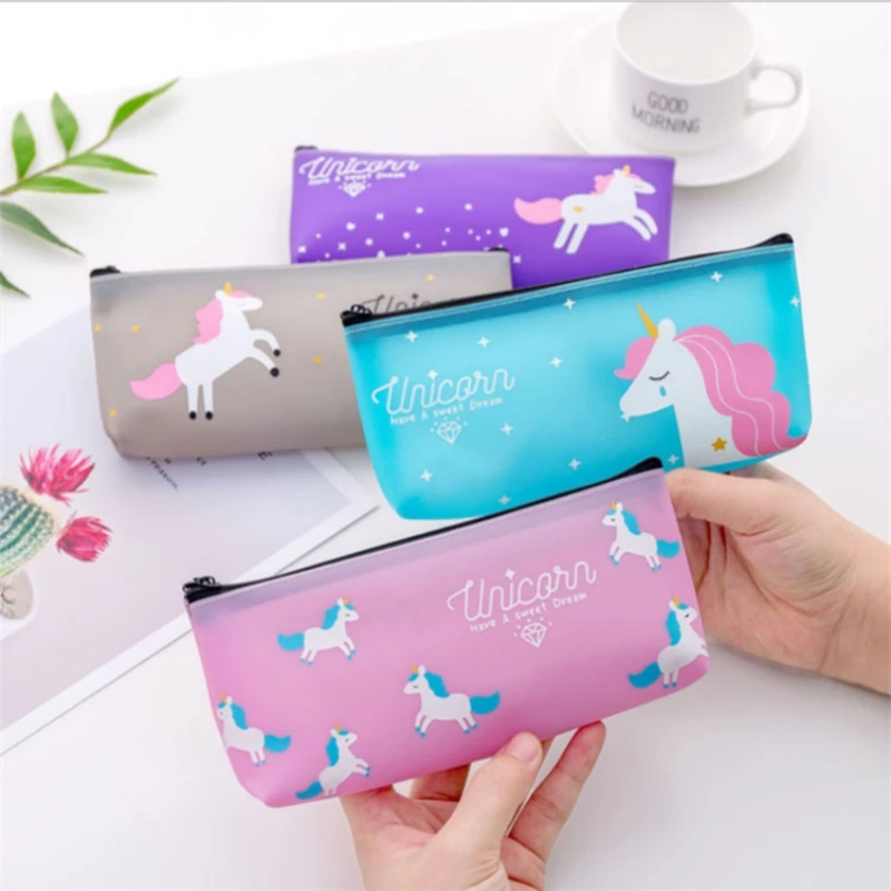 PVC jelly glue cute pencil bag Simple small large capacity stationery bag student school supplies storage bag pen case gifts