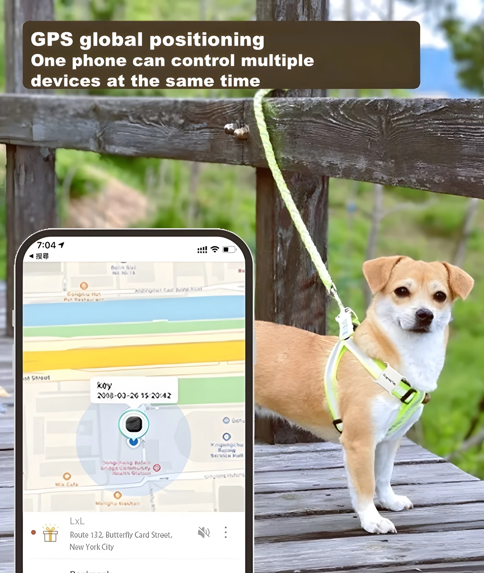 GPS Pet Tracker for Dogs Cats Waterproof Smart Activity Tracking Device Real Time Unlimited Range Tracker for Android&Apple