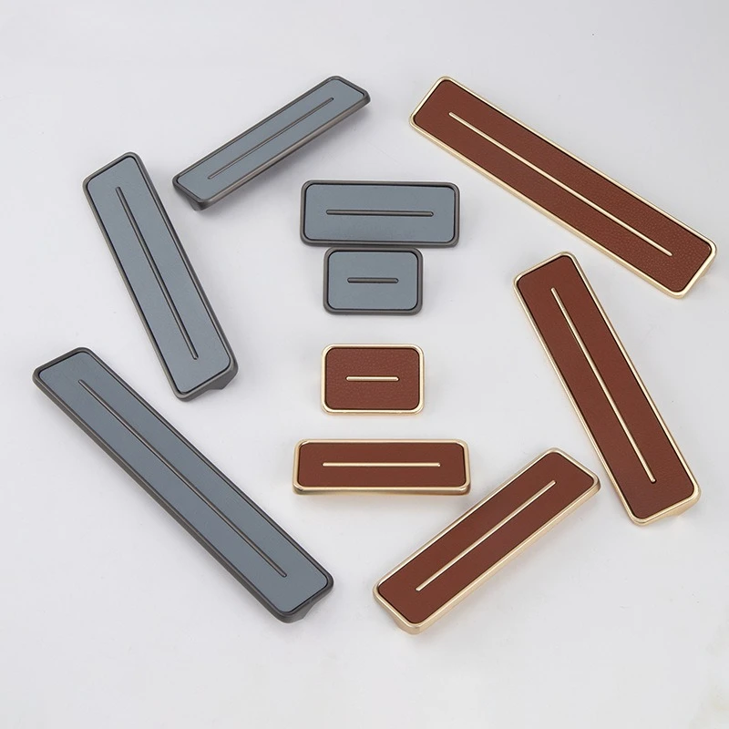 Light luxury zinc alloy leather handle Nordic wardrobe door shoe cabinet door leather handle high-end European simple drawer